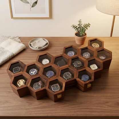 Wood Watch Box for Men, Wooden Watch Storage Organizer